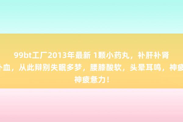 99bt工厂2013年最新 1颗小药丸，补肝补肾补精补血，从此辩别失眠多梦，腰膝酸软，头晕耳鸣，神疲惫力！
