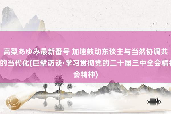 高梨あゆみ最新番号 加速鼓动东谈主与当然协调共生的当代化(巨擘访谈·学习贯彻党的二十届三中全会精神)