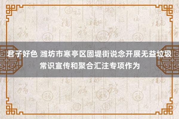 君子好色 潍坊市寒亭区固堤街说念开展无益垃圾常识宣传和聚合汇注专项作为