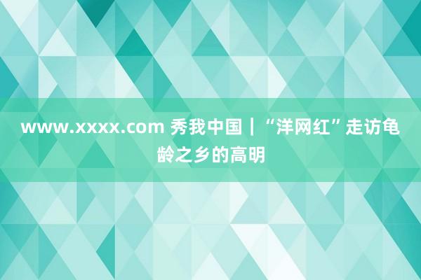 www.xxxx.com 秀我中国｜“洋网红”走访龟龄之乡的高明