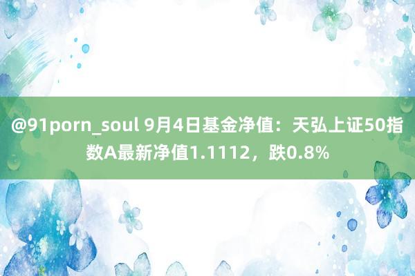 @91porn_soul 9月4日基金净值：天弘上证50指数A最新净值1.1112，跌0.8%