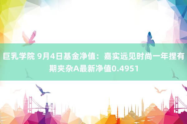 巨乳学院 9月4日基金净值：嘉实远见时尚一年捏有期夹杂A最新净值0.4951