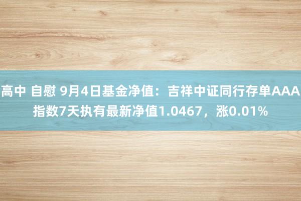 高中 自慰 9月4日基金净值：吉祥中证同行存单AAA指数7天执有最新净值1.0467，涨0.01%