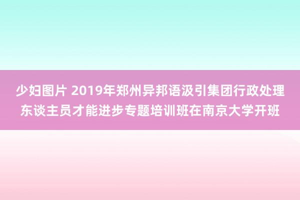 少妇图片 2019年郑州异邦语汲引集团行政处理东谈主员才能进步专题培训班在南京大学开班